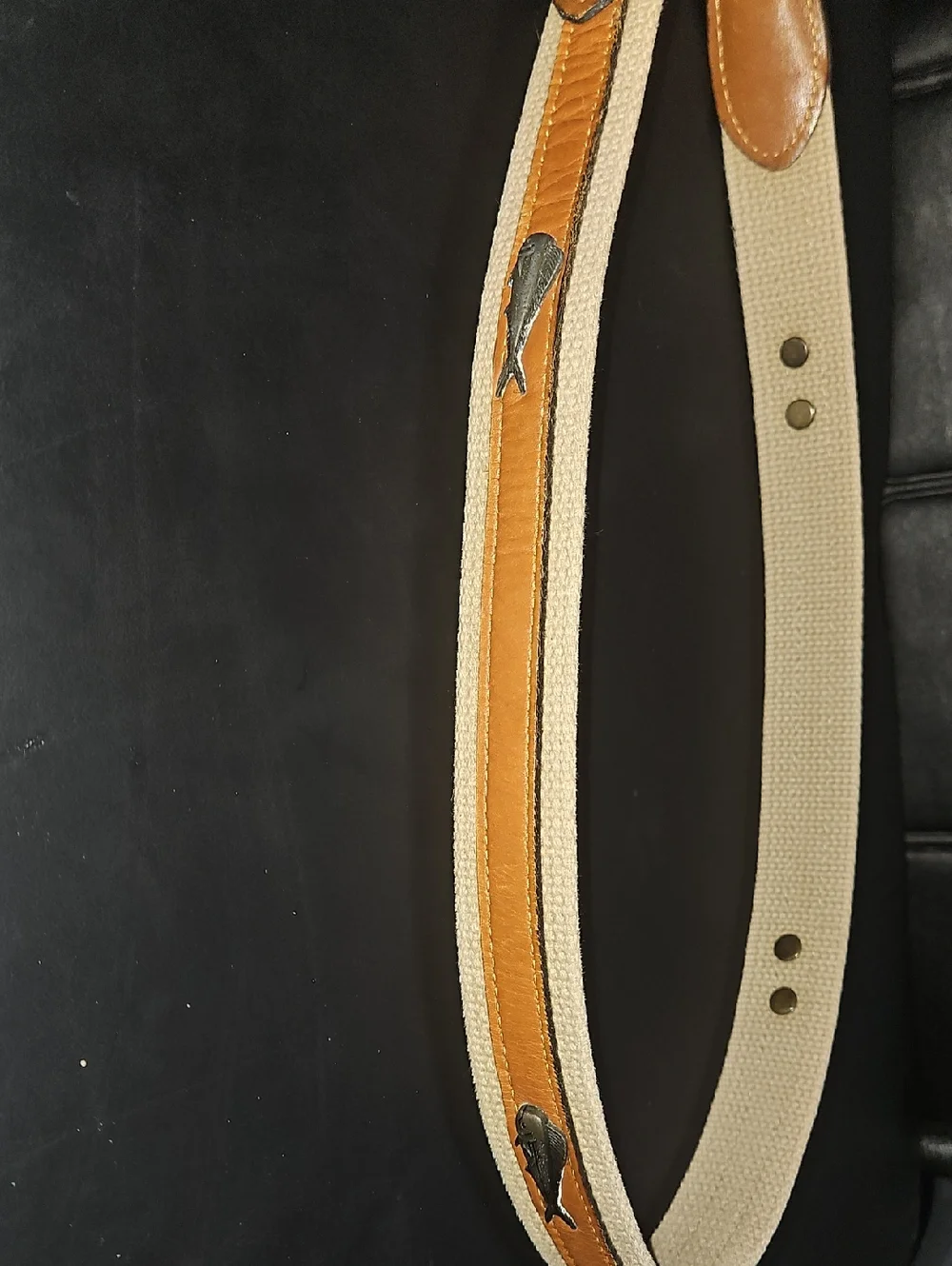 Zep-Pro Classic Tan Leather Trim Belt with Gold Buckle Size 36
